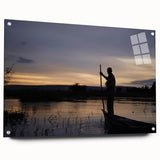Acrylic print of a large abstract depiction of Mali scenery in earthy tones, suitable for bedroom or dining room decor.
