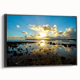 Framed canvas of a black and white vintage landscape art painting depicting Mauritius, ideal for bedroom wall decor.