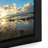 Framed canvas featuring a textured, colorful African scenery in extra large format, ideal for living room decor.