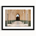 Extra large abstract art print featuring a colorful, textured depiction of a Moroccan landscape on a framed black mat.