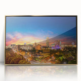 Large art print of an African savannah scene in muted earth tones on framed acrylic, ideal for modern art wall decor.