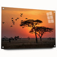 Acrylic print of a Tanzanian landscape in earthy tones, ideal for dining room or bedroom decor.