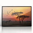 Large abstract wall art depicting a Tanzanian landscape in muted earth tones on a framed acrylic.