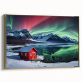Framed canvas featuring a vintage-style landscape of Antarctica in black and gold tones, ideal for bedroom wall decor.