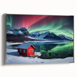 Framed canvas featuring a vintage-style landscape art painting of Antarctica with muted gray and blue tones.