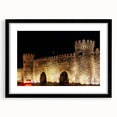 Extra large abstract art print featuring vibrant, textured colors of a scenic Azerbaijani landscape on a framed black mat.
