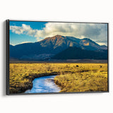 Framed canvas of a black and white landscape painting depicting Bhutanese scenery, ideal for bedroom wall decor.