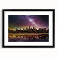 Colorful abstract art print of a Cambodian landscape on textured canvas, framed in black, ideal for living room decor.