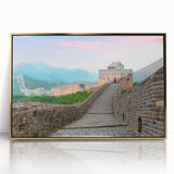 Acrylic print of the Great Wall of China in gold tones, ideal for modern art wall decor.