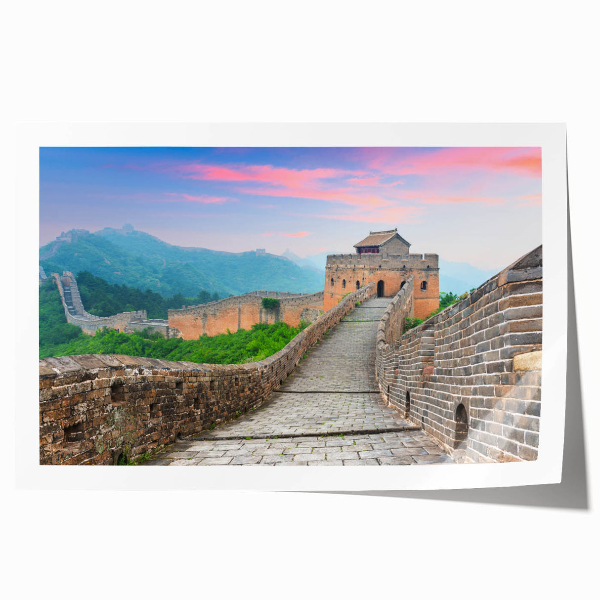 Extra large rolled print of the Great Wall of China in muted earth tones, ideal for art wall dining room.