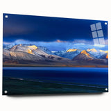Acrylic print of a Tibetan landscape in muted earth tones, ideal for bedroom or dining room decor.