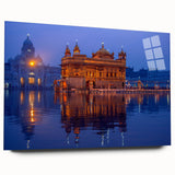 Large abstract wall art depicting a vibrant, colorful Indian landscape on acrylic glass.