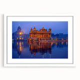 Abstract art print featuring a serene Indian landscape in muted earth tones on a white framed mat.