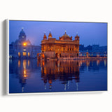 Vintage poster art of an Indian scenery in vibrant colors on a framed canvas, ideal for living room decor.