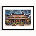 Extra large framed abstract print of a colorful, textured Japanese scenery, ideal for living room decor.