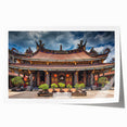 Rolled print of a Japanese scenery with cherry blossoms in soft pink and white hues, ideal for dining room wall art.