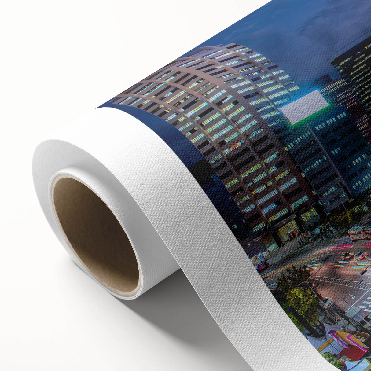 Art deco poster of Seoul skyline in pastel shades on rolled canvas, ideal for nursery wall art.