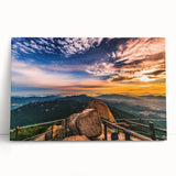 Black and white stretched canvas of a serene Korean landscape, ideal for kitchen wall art or bedroom ambiance.