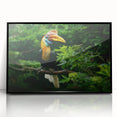 Large abstract wall art depicting a Malaysian landscape in muted earth tones, framed in black acrylic.