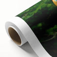 Art Deco style poster of Malaysian scenery on rolled canvas, featuring cool blue and green tones, ideal for nursery wall art.