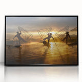 Large abstract wall art depicting a Myanmar landscape in muted earth tones on a framed acrylic.