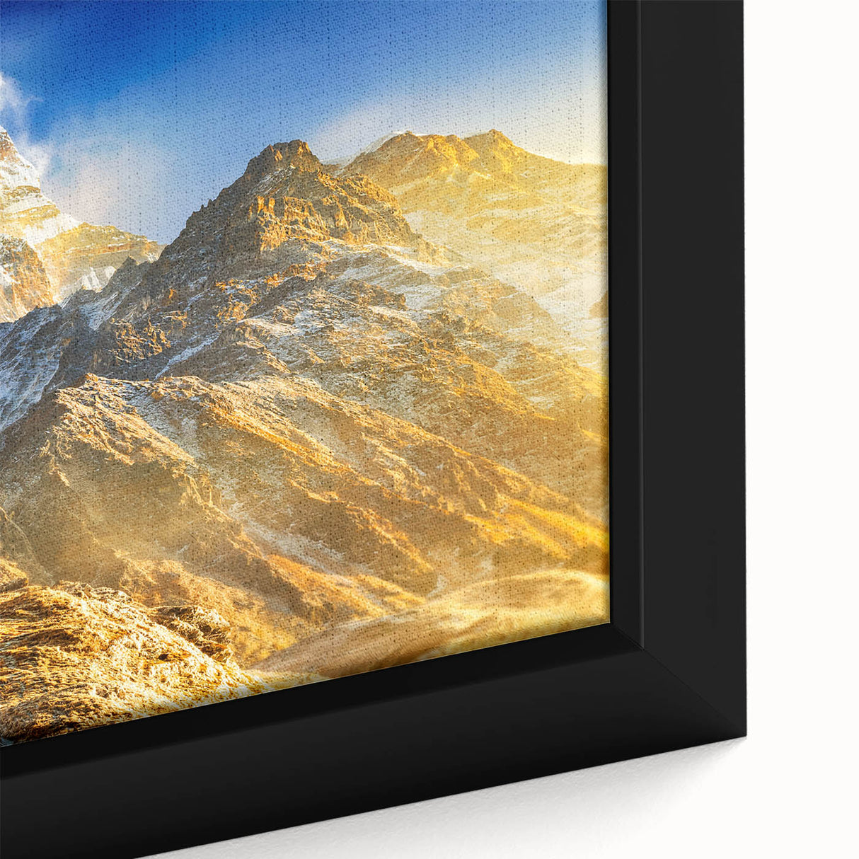 Extra large framed canvas of a textured depiction of Mount Everest in vibrant colors, ideal for living room wall art.