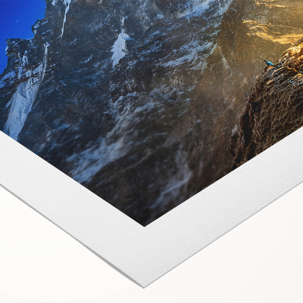 Art deco poster of Mount Everest in muted earth tones on rolled canvas, suitable for dining room wall art.