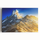 Black and white photo of Mount Everest on stretched canvas, ideal for kitchen wall art.