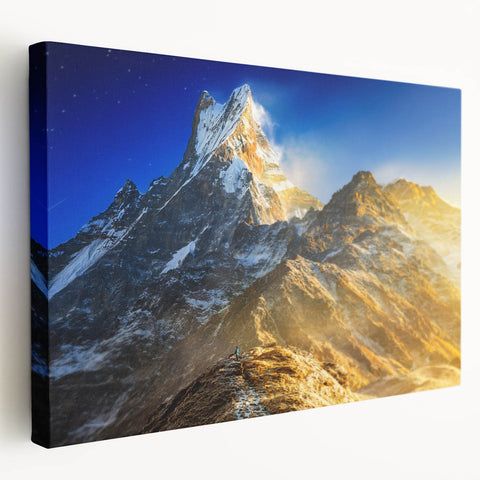 Mount Everest landscape in muted earth tones on stretched canvas, suitable for kitchen wall art.