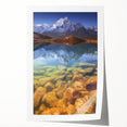 Extra large rolled print of a serene Nepalese landscape with lush florals in soft green and blue tones.