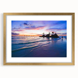 Extra large abstract art print depicting a textured scenery of the Philippines in a gold frame.