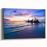 Framed canvas depicting a vintage-style Philippine landscape in black with gold accents, ideal for bedroom decor.