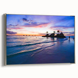 Framed canvas featuring a vintage-style landscape art painting of a Philippine scenery in colorful hues.