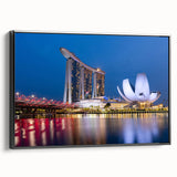 Black and white framed canvas of a vintage Singapore landscape, ideal for bedroom wall art.