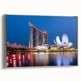 Framed canvas featuring a vintage-style landscape art painting of Singapore.