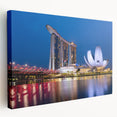Large stretched canvas featuring a vibrant Singapore cityscape, ideal for kitchen wall art.