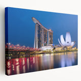 Large stretched canvas featuring a vibrant Singapore cityscape, ideal for kitchen wall art.