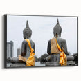 Black and white framed canvas featuring a vintage-style landscape painting of Sri Lankan scenery, ideal for bedroom wall art.