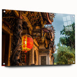 Acrylic print of a large abstract representation of Taiwan scenery in muted earth tones.