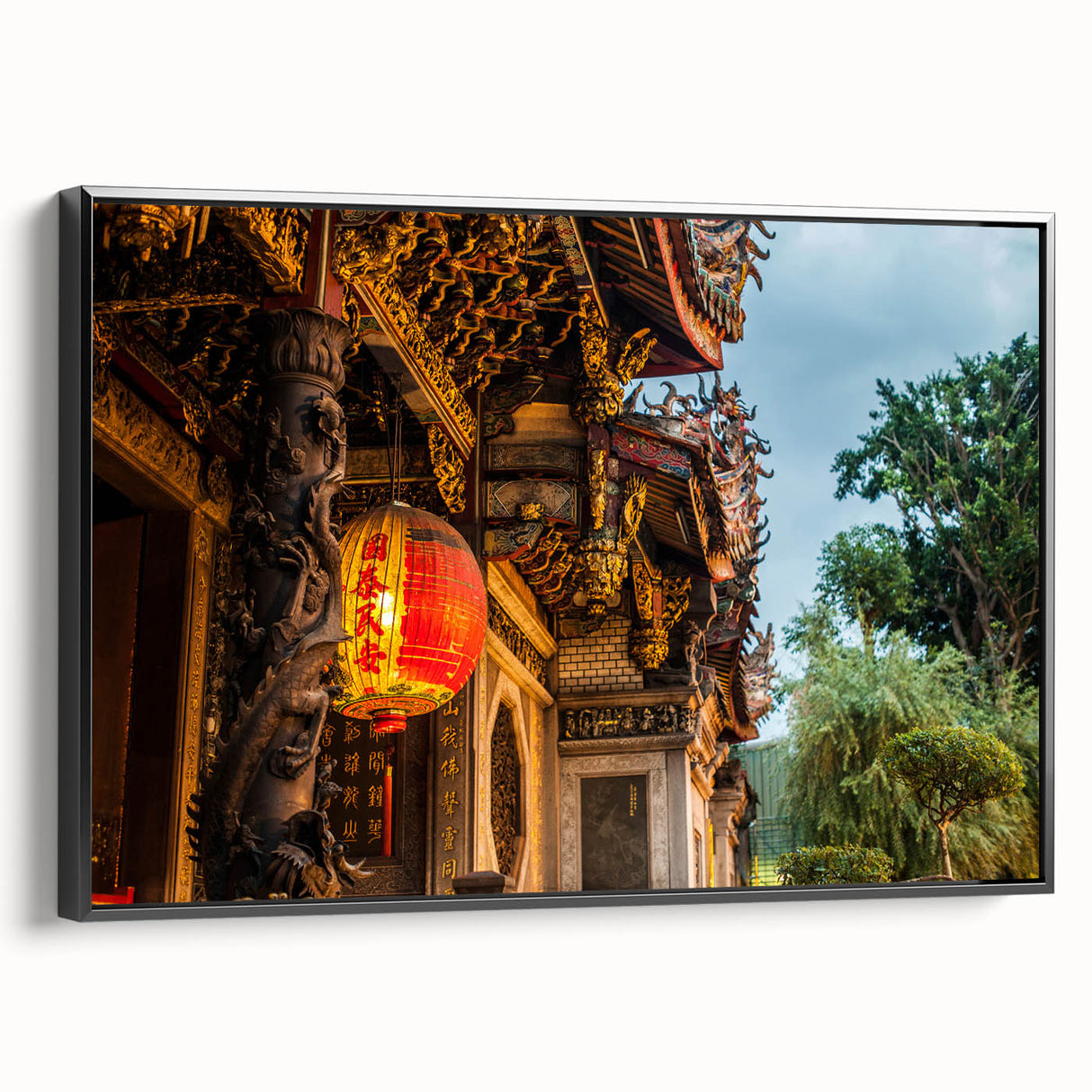 Black and white landscape art of Taiwan scenery on framed canvas, ideal for bedroom wall decor.