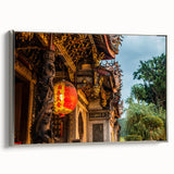 Framed canvas featuring a vintage-style landscape painting of Taiwan, with muted black and gray tones.
