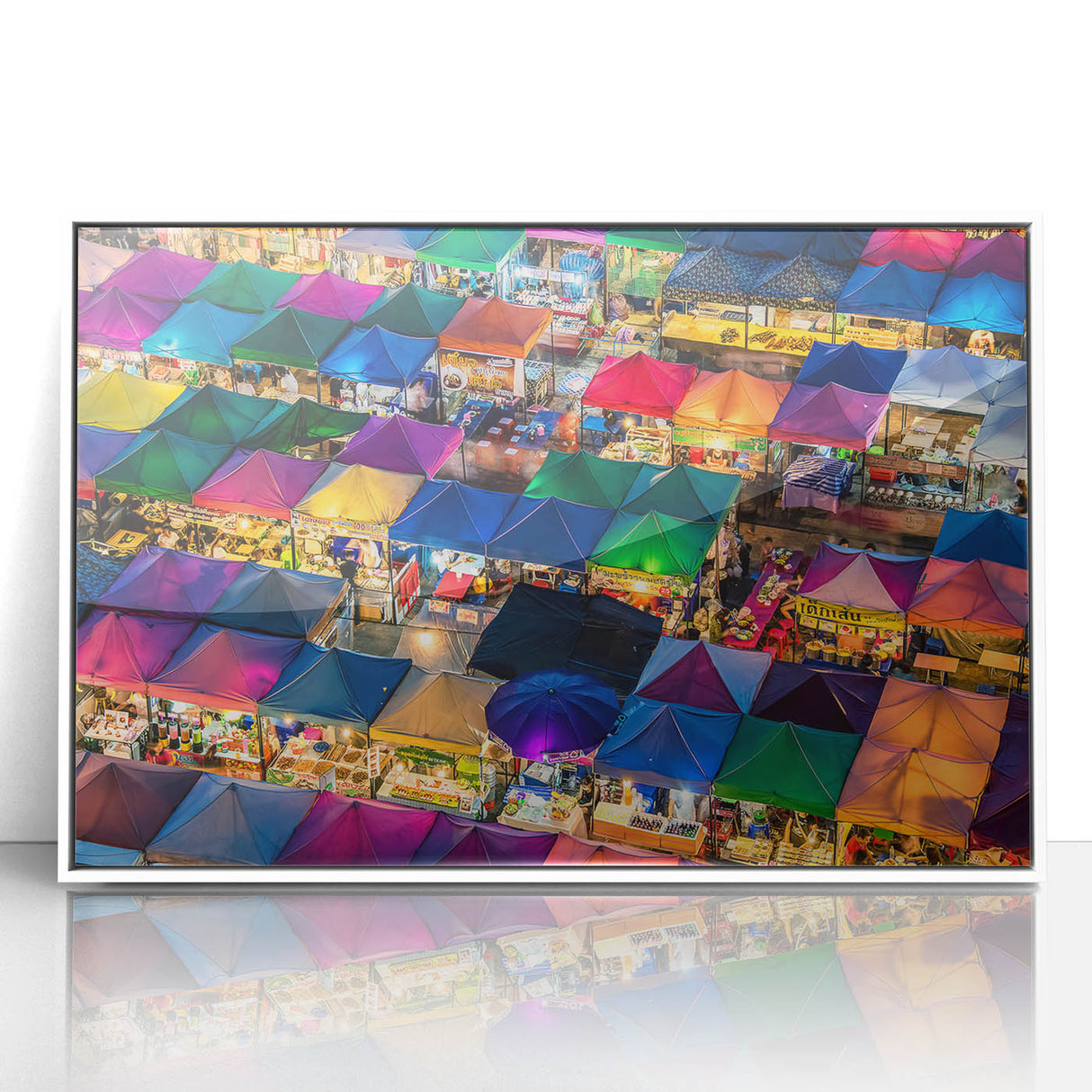 Acrylic print of Bangkok skyline in art deco style, featuring pastel hues, ideal for modern art wall decor.