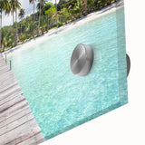 Large abstract wall art depicting a serene Thai landscape in muted earth tones on acrylic glass.