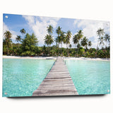 Acrylic print of a large abstract depiction of a Thailand scenery in earthy tones, suitable for bedroom or dining room decor.