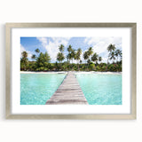 Textured abstract art print depicting a serene Thai landscape in muted earth tones, framed in silver, ideal for bedroom art.