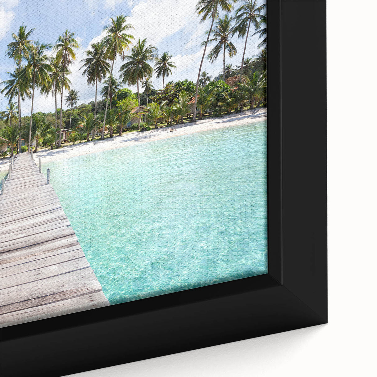 Extra large black wall art featuring a textured close-up of colorful Thai scenery on framed canvas.