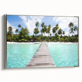 Framed canvas landscape art painting featuring a panoramic view of a Thai scenery in vibrant colors.