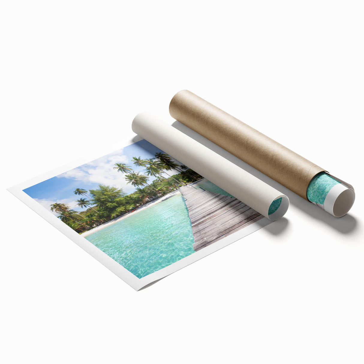Extra large rolled print of a serene Thai landscape with lush greenery and a calm river, ideal for classy bathroom wall art.