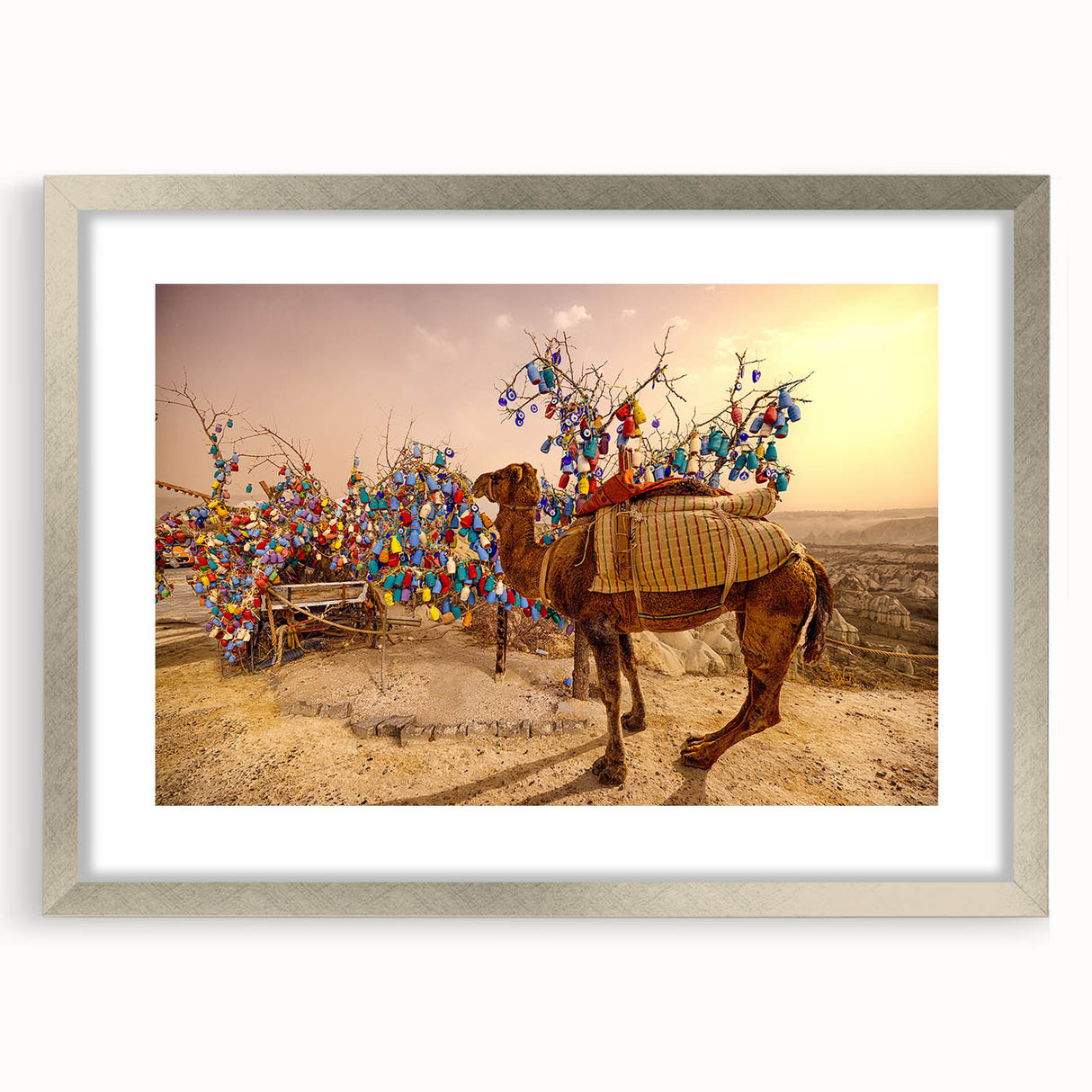 Abstract textured art print featuring earthy tones and organic shapes on a framed canvas, suitable for bedroom decor.