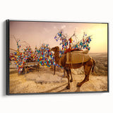Black and white framed canvas of a vintage Turkish landscape, ideal for bedroom wall decor.